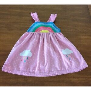 Mini Boden Girls  Rainbow Pinnie - pink light weight corduroy size 3/4 GUC